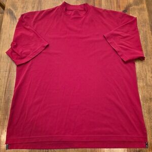 FootJoy Mens Red Mock‎ Neck Short Sleeve Shirt FJ Golf Pullover Preppy - L